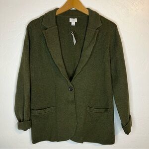 J. Crew Medium Blazer NWT Olive Green Cotton Preppy Layers Forrest schoolgirl